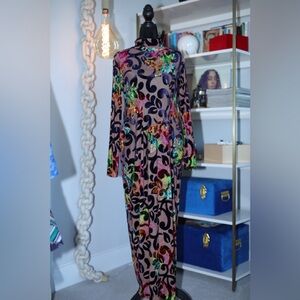 JIBRI Multicolor Floral Velvet Maxi Dress